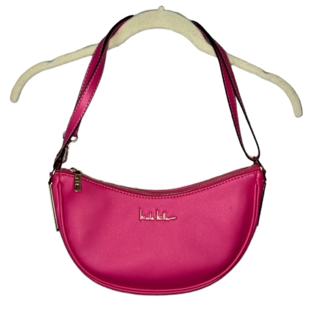 Nicole Miller Pink Fuschia Magenta Half Moon Shoulder Bag